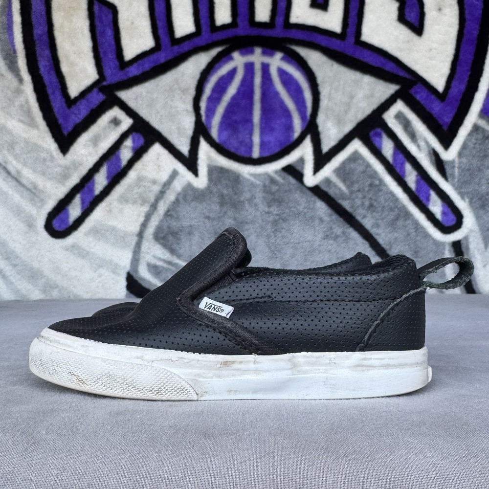 Size 9c - Perforated Black Leather Vans Toddler